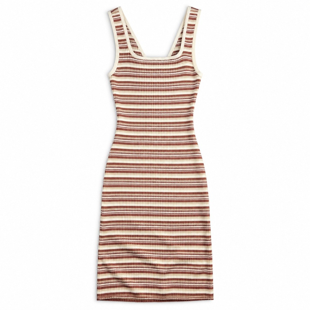 Abercrombie &‎ Fitch Ribbed Bodycon Dress Ivory Brown Striped NWT Small
